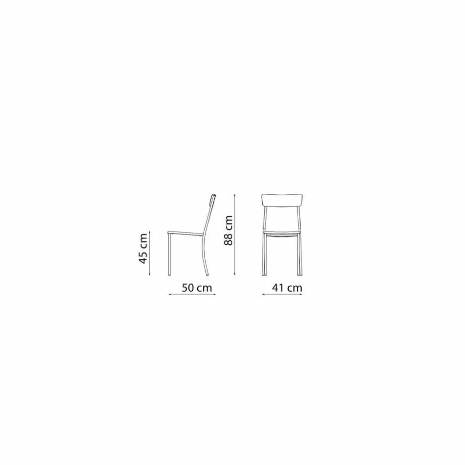 Cadeira empilhável para exterior em metal pintado fabricada na Itália, 4 peças - tule Viadurini