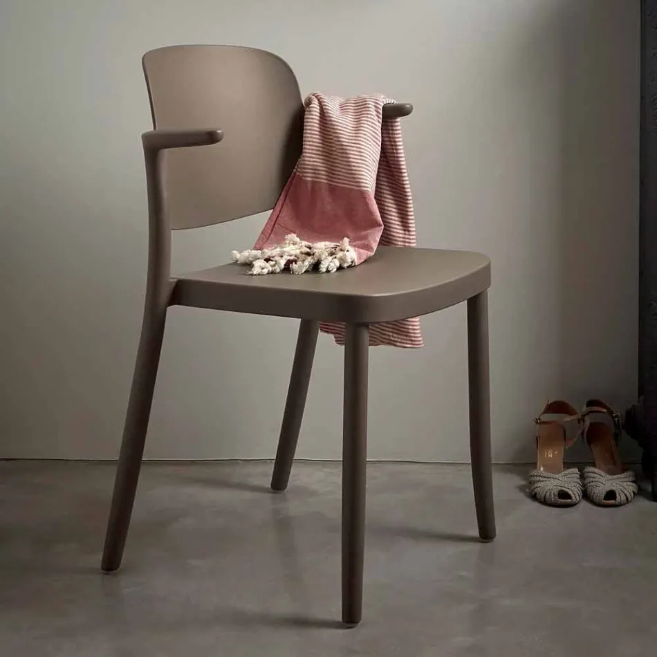 Cadeira empilhável para exterior em polipropileno fabricada na Itália, 4 peças - Bertina Viadurini