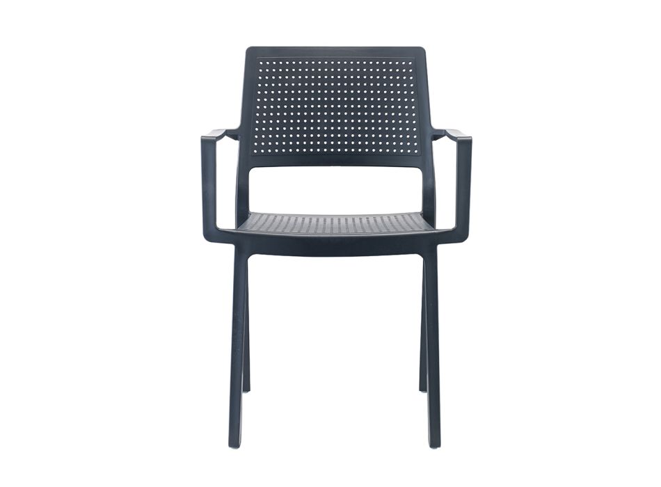 Cadeira empilhável ao ar livre em tecnopolímero feita na Itália 4 peças - redefinir Viadurini