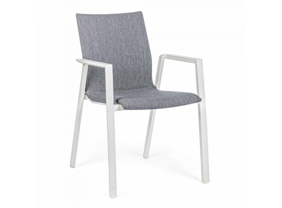 Cadeira empilhável ao ar livre em tecido e alumínio, 4 peças - Kyo Viadurini