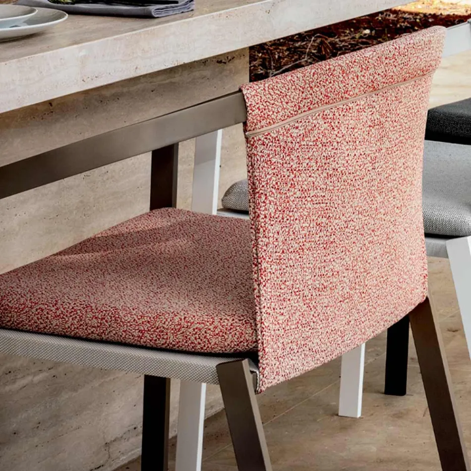 Cadeira Exterior de Alumínio com ou Sem Almofada, Alta Qualidade, 4 peças - Filomena Viadurini