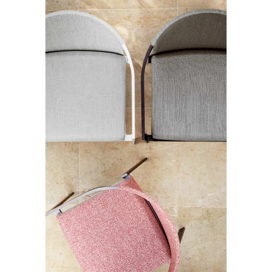 Cadeira Exterior de Alumínio com ou Sem Almofada, Alta Qualidade, 4 peças - Filomena Viadurini