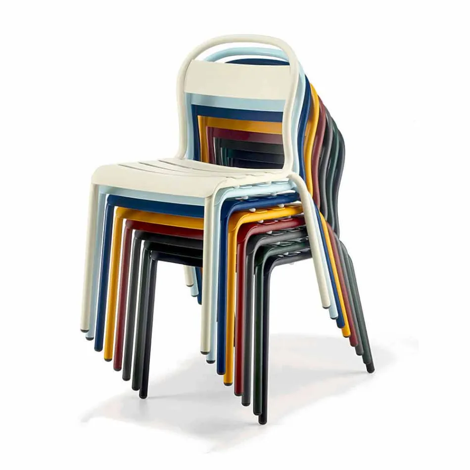 Cadeira empilhável de alumínio para exterior, fabricada na Itália, 4 peças - Ulyssa Viadurini