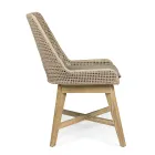Cadeira Outdoor em Corda e Tecido com Base em Teca, Homemotion 2 Peças - Lesya Viadurini