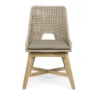 Cadeira Outdoor em Corda e Tecido com Base em Teca, Homemotion 2 Peças - Lesya Viadurini