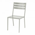 Cadeira ao ar livre em ferro pintado branco pérola Made in Italy 4 peças - Bernie