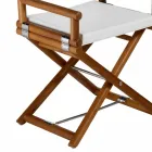 Cadeira Outdoor em Madeira Natural ou Tecido Design Preto e Selável - Suzana Viadurini