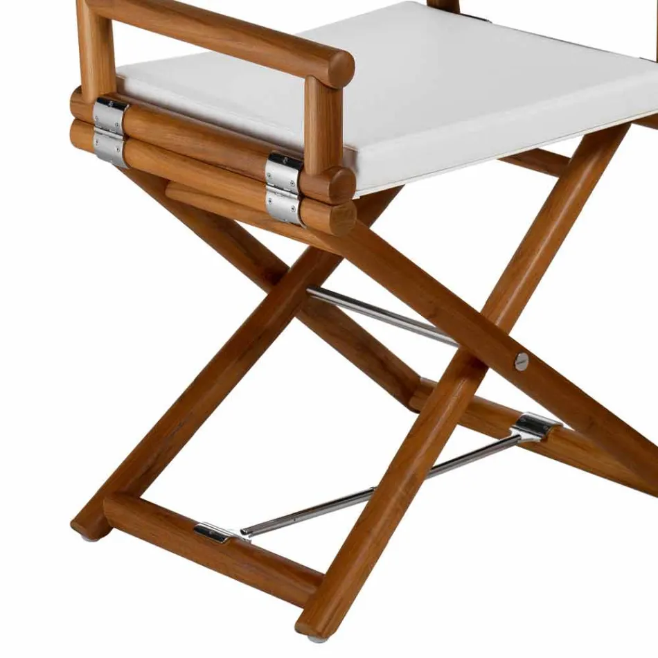 Cadeira Outdoor em Madeira Natural ou Tecido Design Preto e Selável - Suzana Viadurini