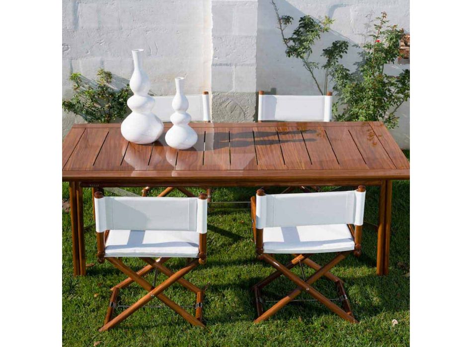 Cadeira Outdoor em Madeira Natural ou Tecido Design Preto e Selável - Suzana Viadurini