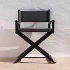 Cadeira Outdoor em Madeira Natural ou Tecido Design Preto e Selável - Suzana Viadurini