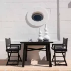 Cadeira Outdoor em Madeira Natural ou Tecido Design Preto e Selável - Suzana Viadurini