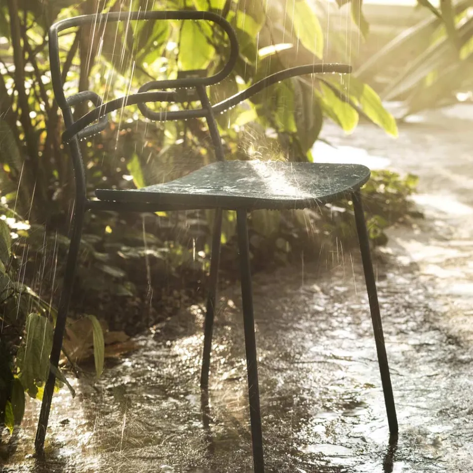 Cadeira Outdoor em Metal e Poliuretano Fabricado na Itália, 2 Peças - Trosa Viadurini