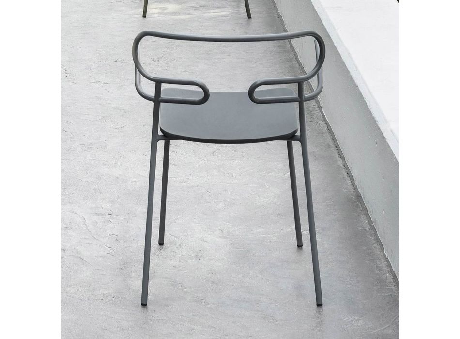 Cadeira Outdoor em Metal e Poliuretano Fabricado na Itália, 2 Peças - Trosa Viadurini