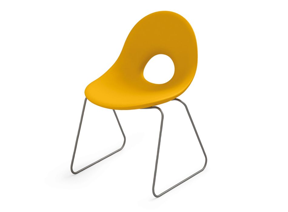 Cadeira de exterior em polietileno e base de ferro Made in Italy 2 peças - Ashley Viadurini