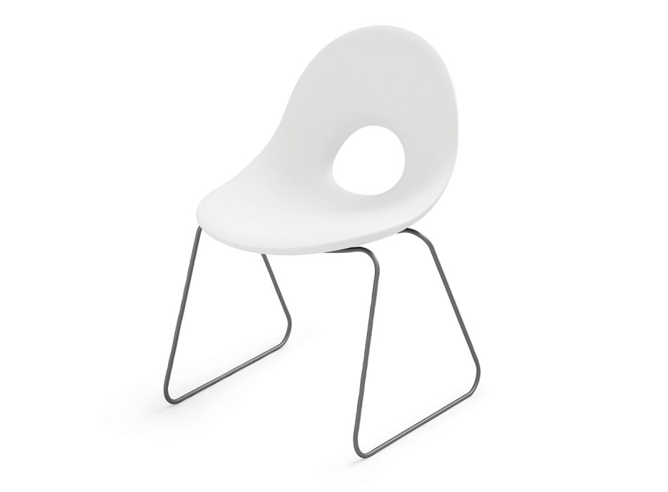 Cadeira de exterior em polietileno e base de ferro Made in Italy 2 peças - Ashley Viadurini