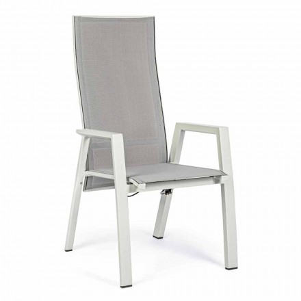 Cadeira Outdoor em Textilene com Encosto Reclinável, 4 Peças - Virgi Viadurini