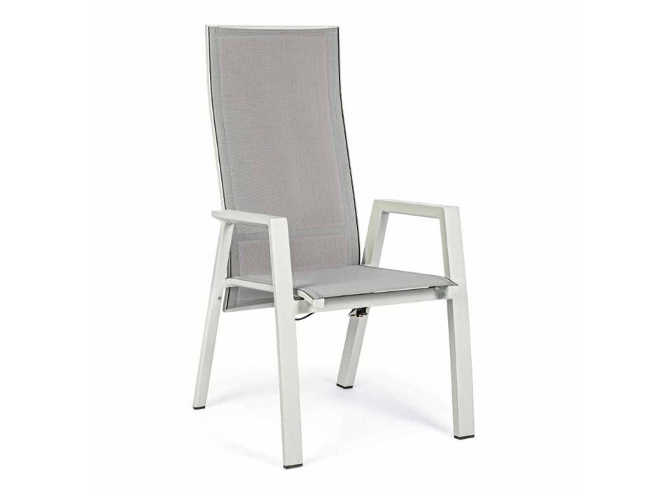 Cadeira Outdoor em Textilene com Encosto Reclinável, 4 Peças - Virgi Viadurini