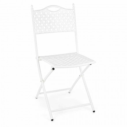 Cadeira dobrável ao ar livre em acabamento mate de aço branco, 2 peças - Corma Viadurini
