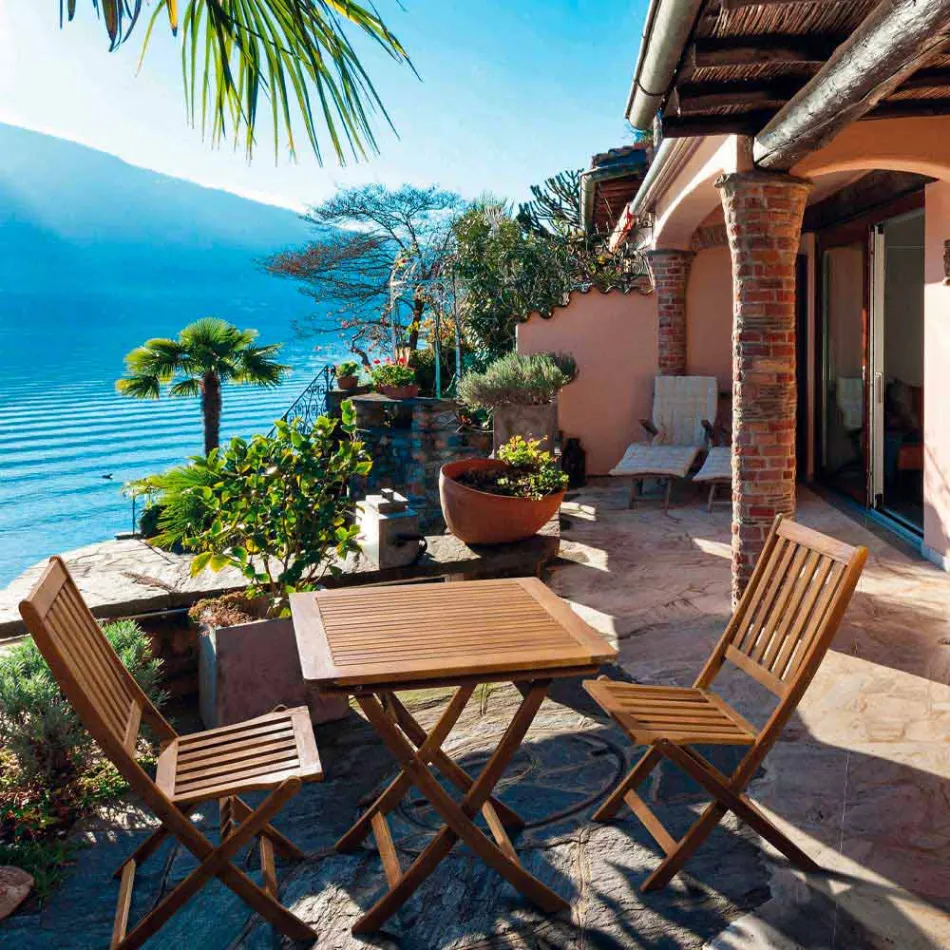 Cadeira dobrável ao ar livre em madeira de acácia, 2 peças - Grima Viadurini