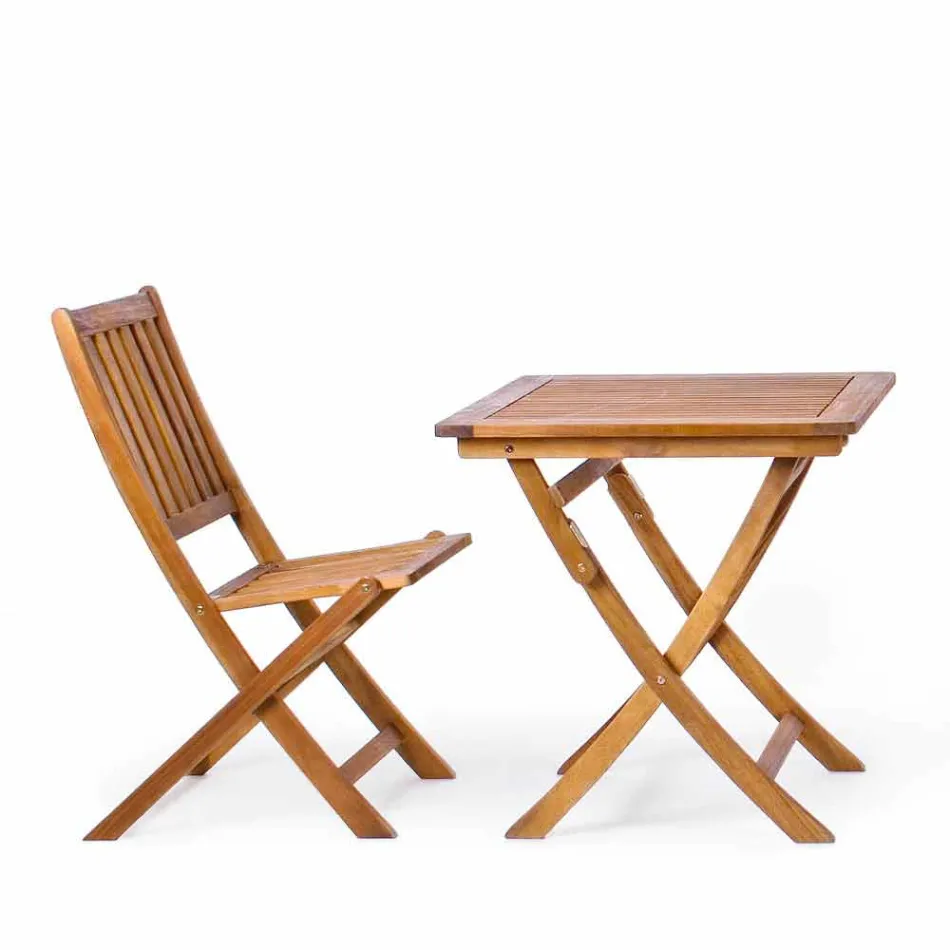 Cadeira dobrável ao ar livre em madeira de acácia, 2 peças - Grima Viadurini