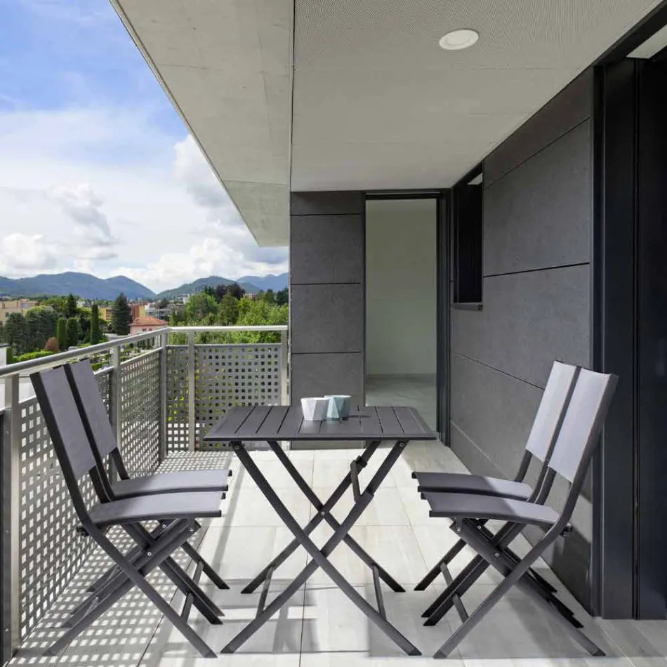 Cadeira dobrável ao ar livre em textilene e alumínio, 4 peças - azevinho Viadurini