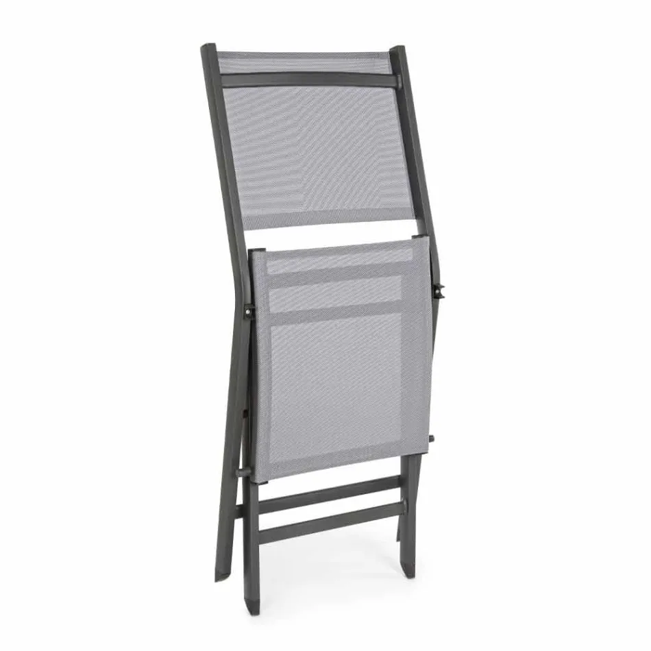 Cadeira dobrável ao ar livre em textilene e alumínio, 4 peças - azevinho Viadurini