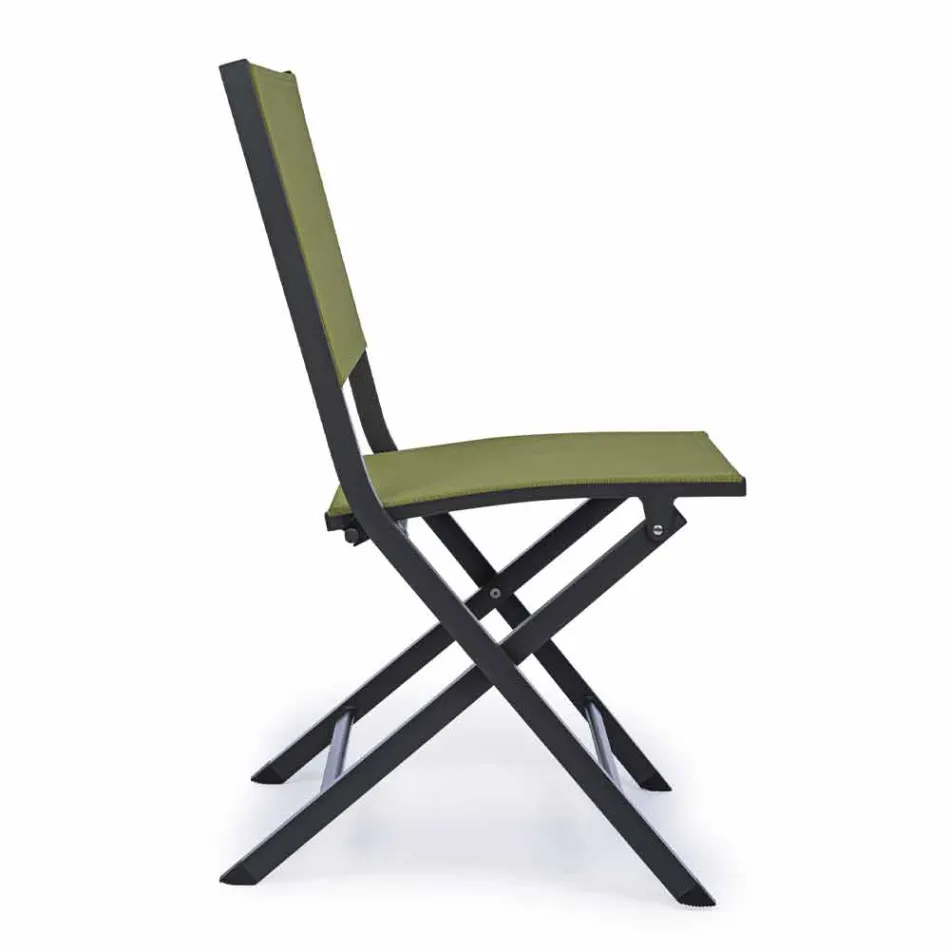 Cadeira dobrável ao ar livre em textilene e alumínio, 4 peças - azevinho Viadurini