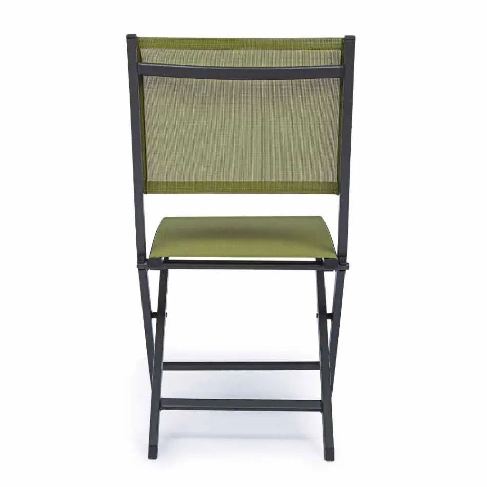 Cadeira dobrável ao ar livre em textilene e alumínio, 4 peças - azevinho Viadurini