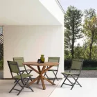 Cadeira dobrável ao ar livre em textilene e alumínio, 4 peças - azevinho Viadurini