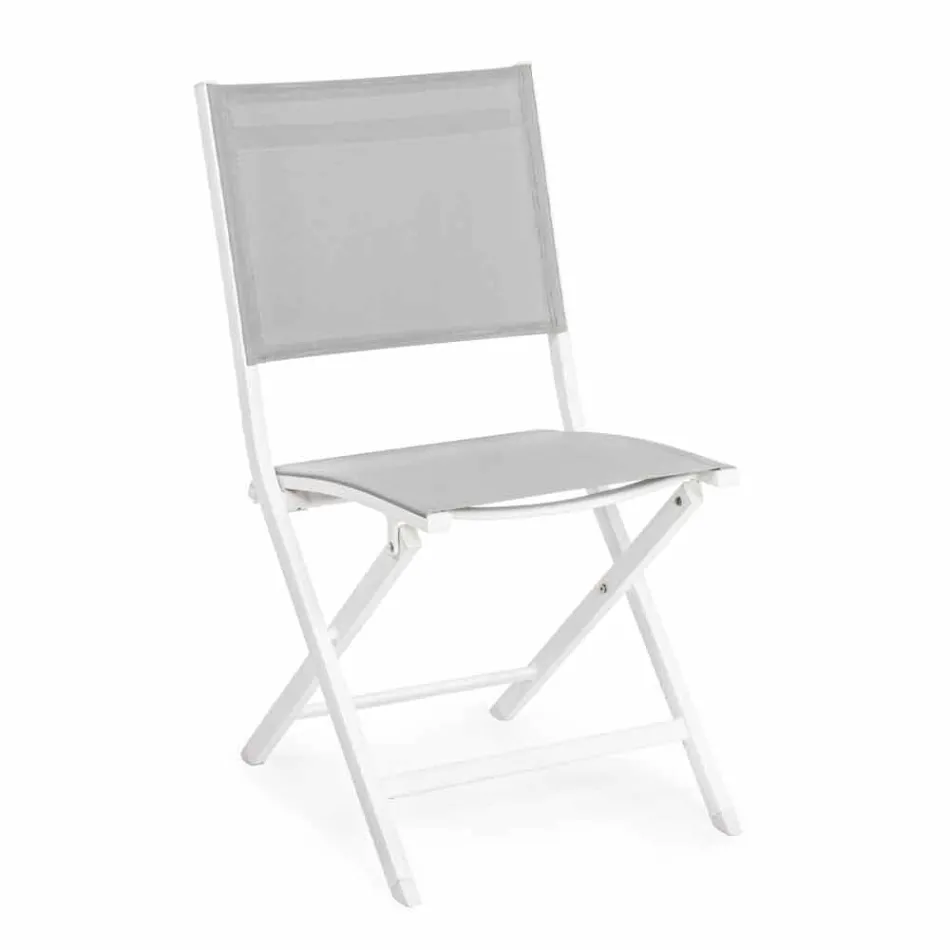 Cadeira dobrável ao ar livre em textilene e alumínio, 4 peças - azevinho Viadurini