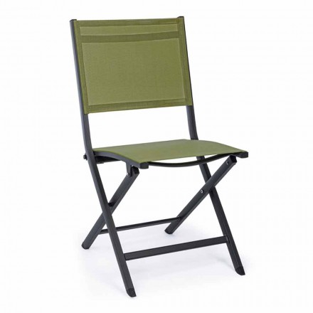 Cadeira dobrável ao ar livre em textilene e alumínio, 4 peças - azevinho Viadurini