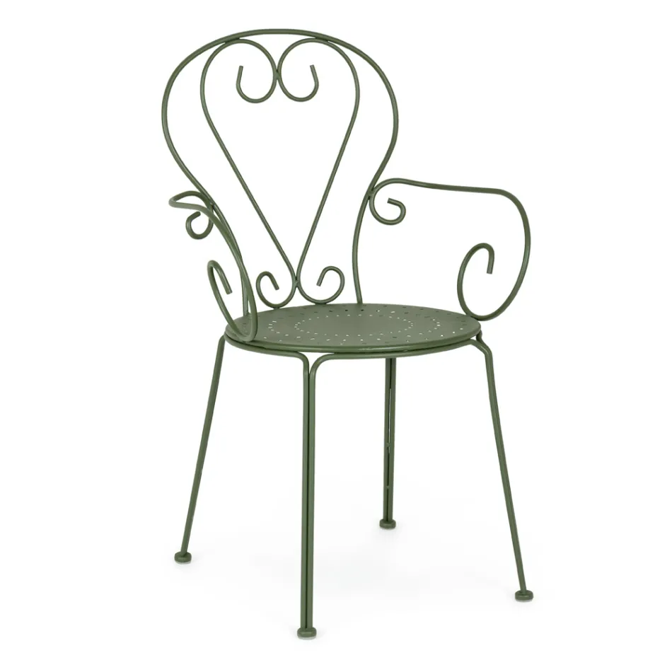 Cadeira de jardim com braços Shabby Chic Design em aço - Encantamento Viadurini