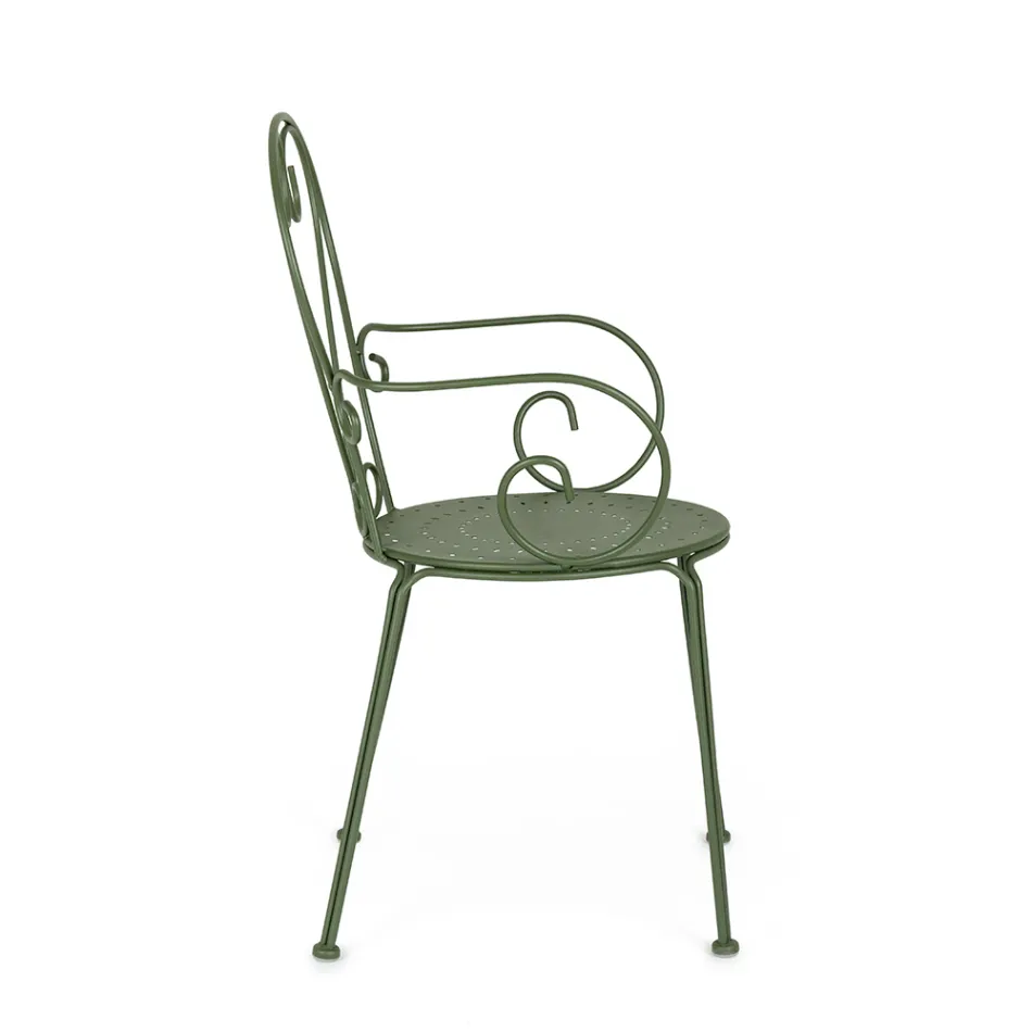 Cadeira de jardim com braços Shabby Chic Design em aço - Encantamento Viadurini