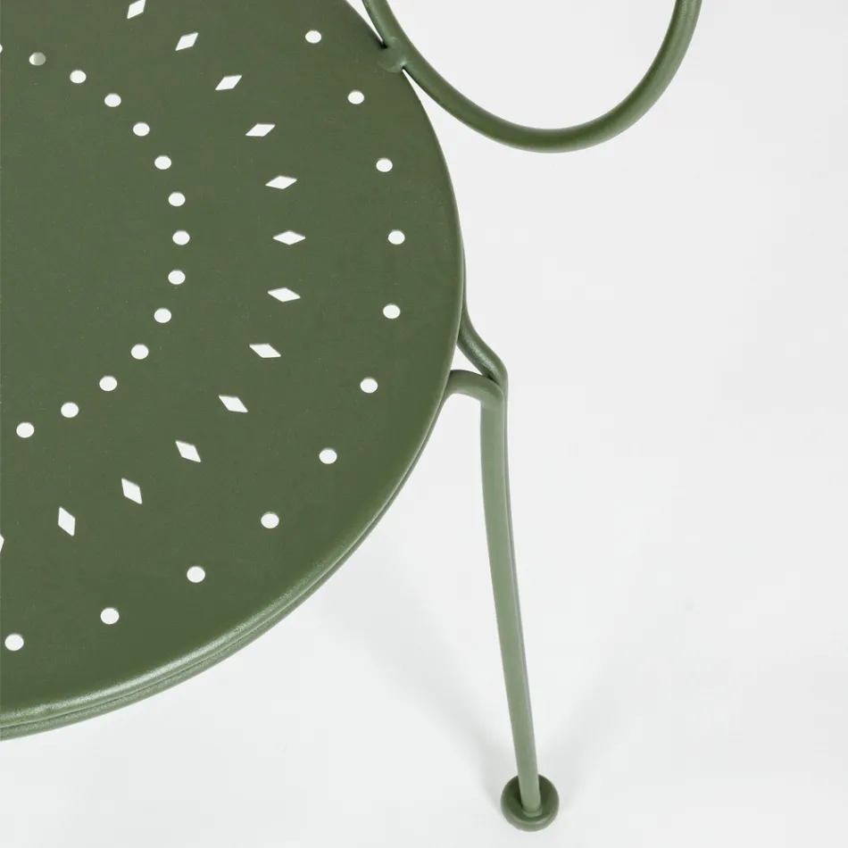 Cadeira de jardim com braços Shabby Chic Design em aço - Encantamento Viadurini