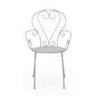 Cadeira de jardim com braços Shabby Chic Design em aço - Encantamento Viadurini