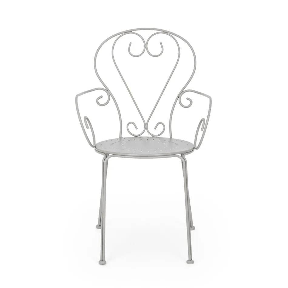 Cadeira de jardim com braços Shabby Chic Design em aço - Encantamento Viadurini