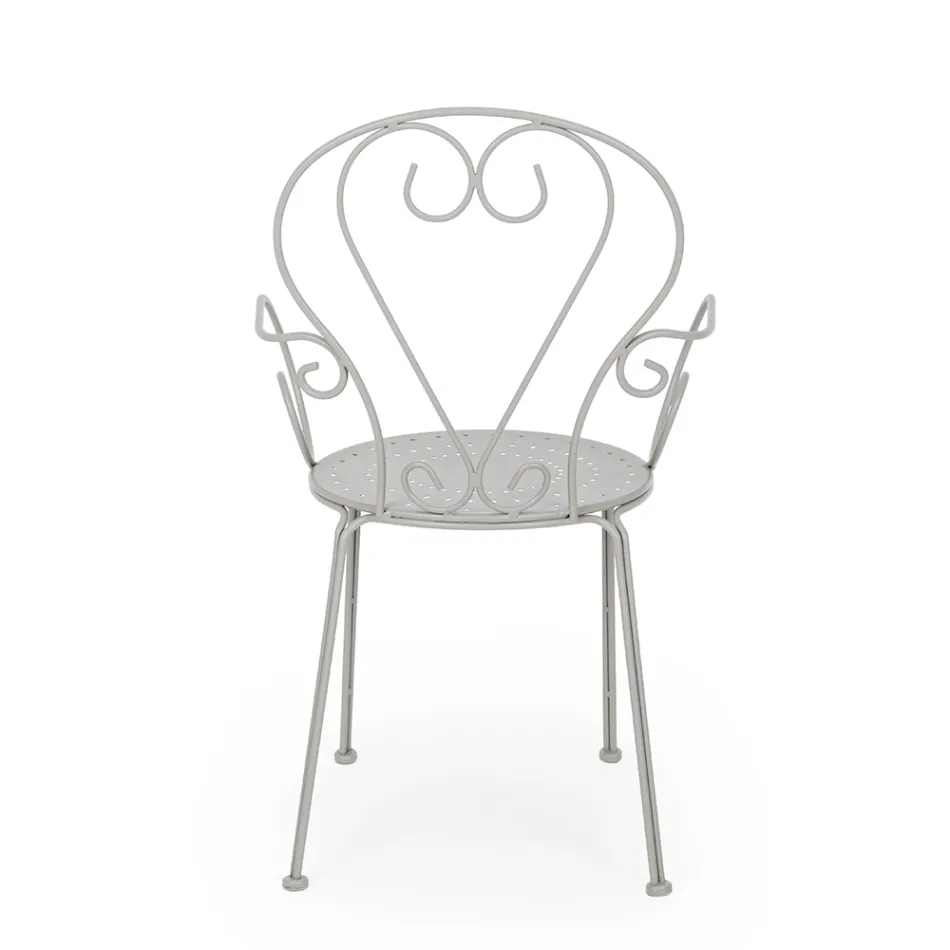 Cadeira de jardim com braços Shabby Chic Design em aço - Encantamento Viadurini