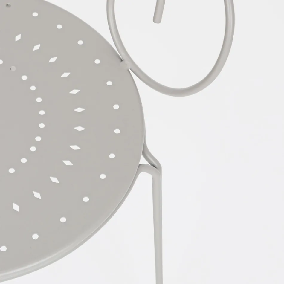 Cadeira de jardim com braços Shabby Chic Design em aço - Encantamento Viadurini