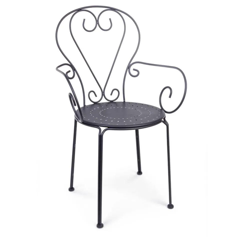 Cadeira de jardim com braços Shabby Chic Design em aço - Encantamento Viadurini