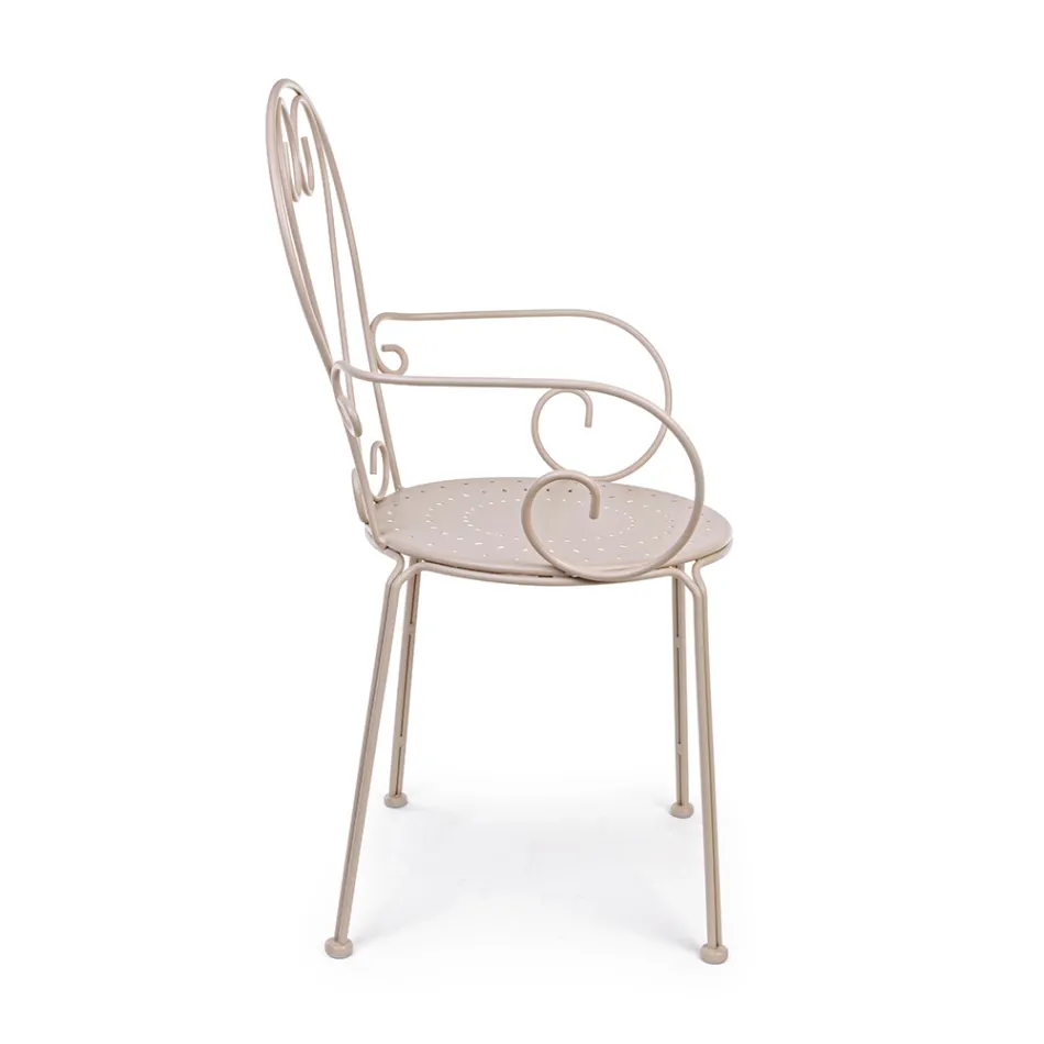 Cadeira de jardim com braços Shabby Chic Design em aço - Encantamento Viadurini