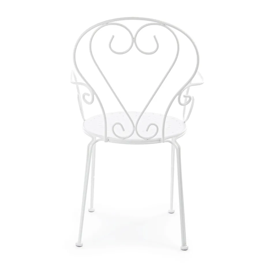 Cadeira de jardim com braços Shabby Chic Design em aço - Encantamento Viadurini