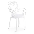 Cadeira de jardim com braços Shabby Chic Design em aço - Encantamento Viadurini