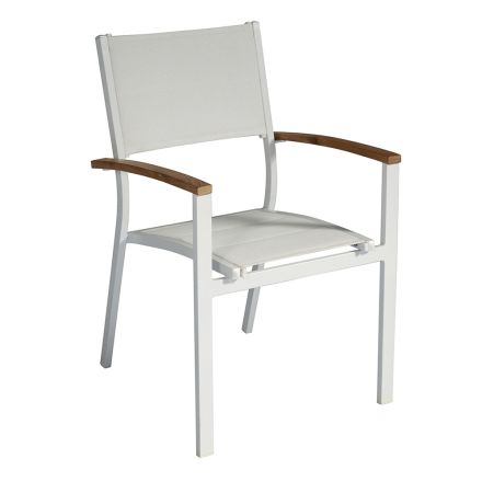 Cadeira de jardim empilhável em alumínio branco com braços - Lyonel Viadurini