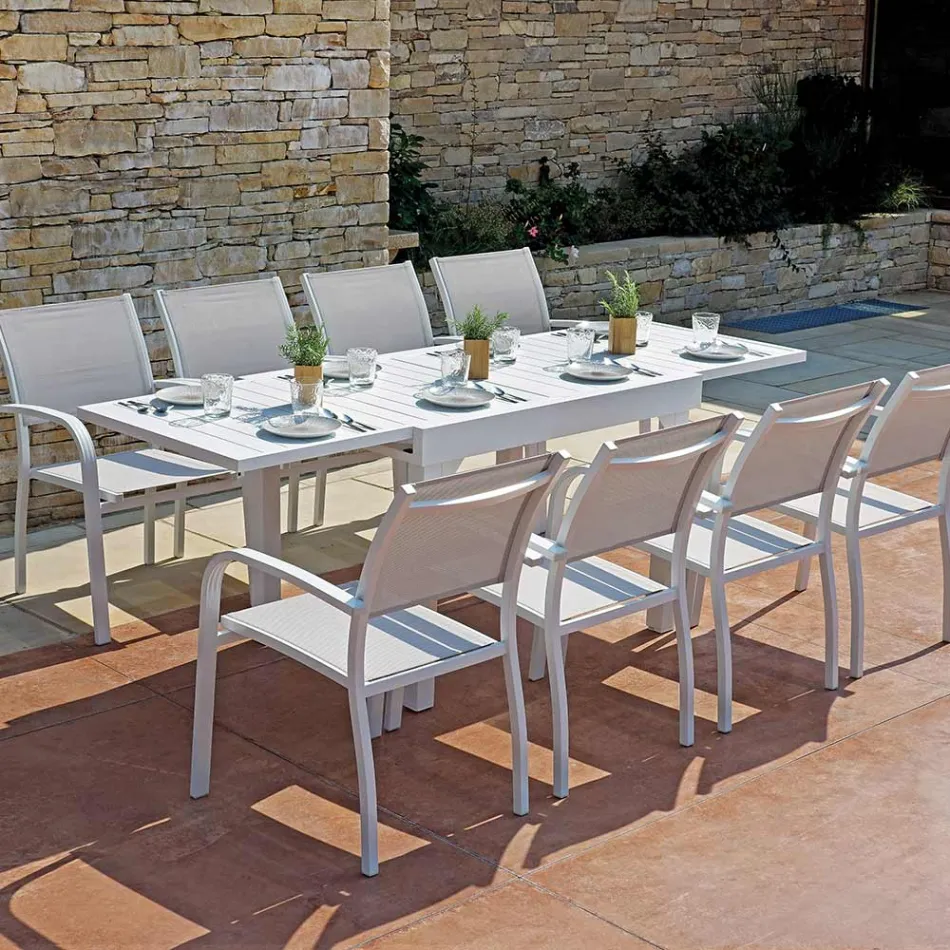 Cadeira de jardim empilhável em alumínio com braços de design - Gontran Viadurini