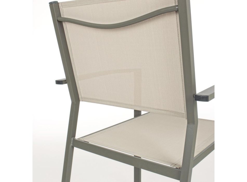 Cadeira de jardim empilhável em alumínio e tecido de design moderno - Franz Viadurini
