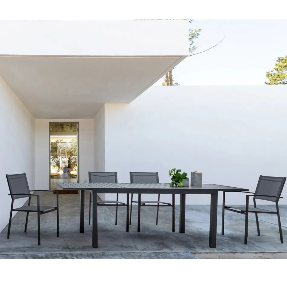 Cadeira de jardim empilhável em alumínio e tecido de design moderno - Franz Viadurini