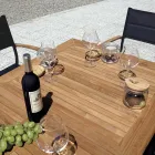 Cadeira de jardim empilhável em alumínio cinza antracite e teca - Aidan Viadurini