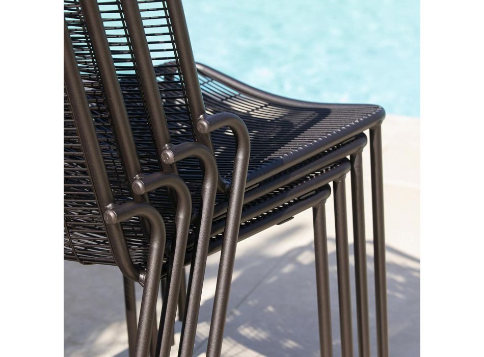 Cadeira de jardim empilhável em metal galvanizado feito na Itália 4 peças - Vikas Viadurini