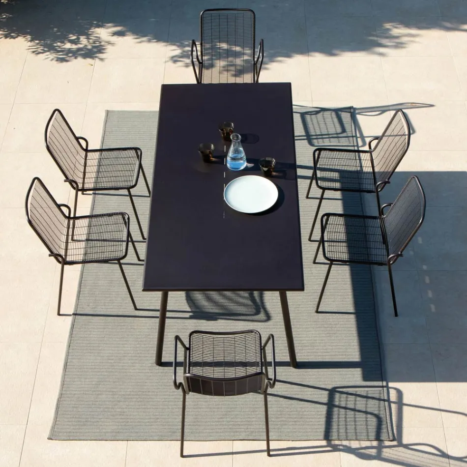 Cadeira de jardim empilhável em metal galvanizado feito na Itália 4 peças - Vikas Viadurini