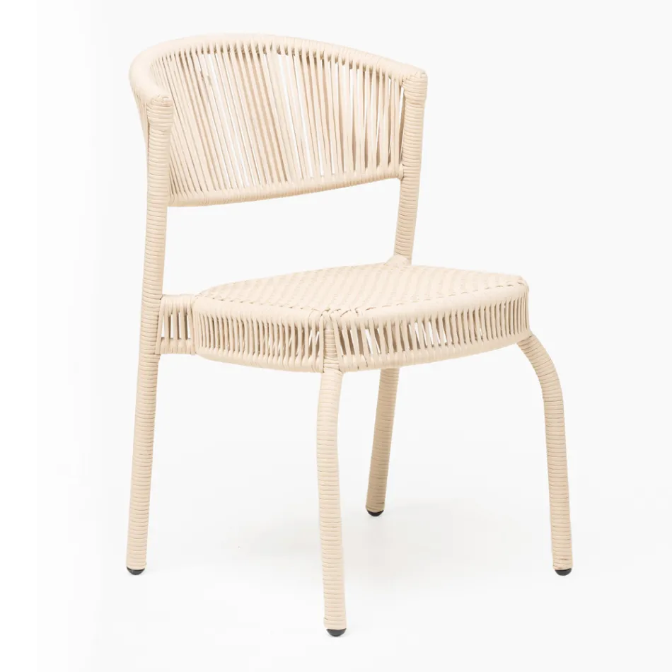 Cadeira de Jardim em Alumínio e Tecelagem de Corda - Algedi Viadurini